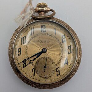 Vintage Cyrus J.B. Bissonnette Gold Plated Pocket Watch 17 Jewels